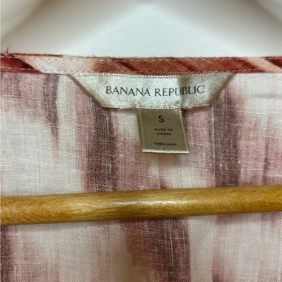 Banana Republic Linen Puff Sleeve StripeDyed Wrap Top - Picture 8 of 9